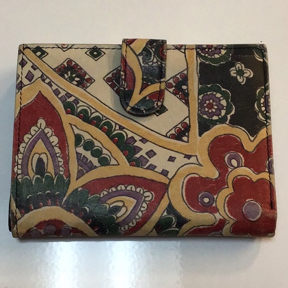 Vintage Lisette Baroque Print Leather Wallet - Picture 1 of 13